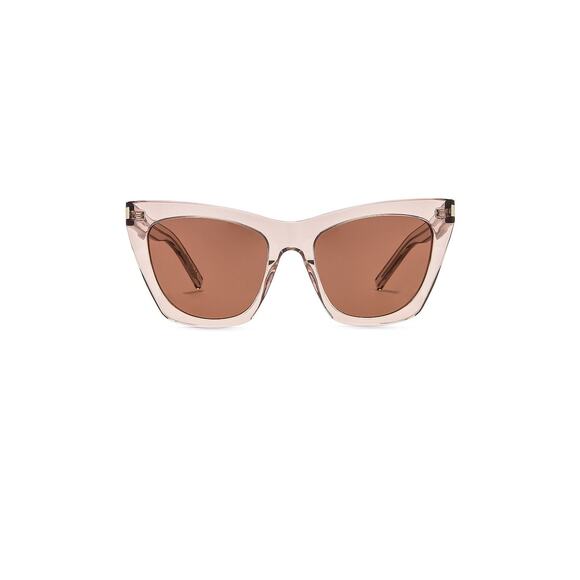 Saint Laurent Sleek Shiny Transparent Powder Kate Sunglasses